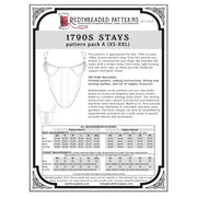 1790s Stays Multi–Size Paper Pattern
